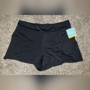 NWT Bal Harbour| Women's Black Swim Shorts with Attached Bikini Bottom